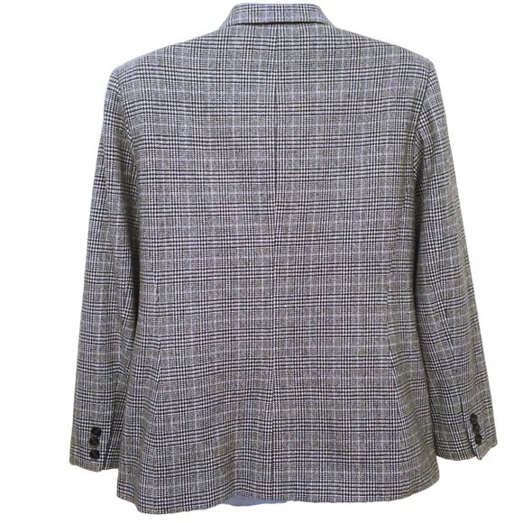Vintage 90s Pendleton Blazer Wool Plaid Houndstooth -14P Single-Button BlackGrey - Picture 6 of 9
